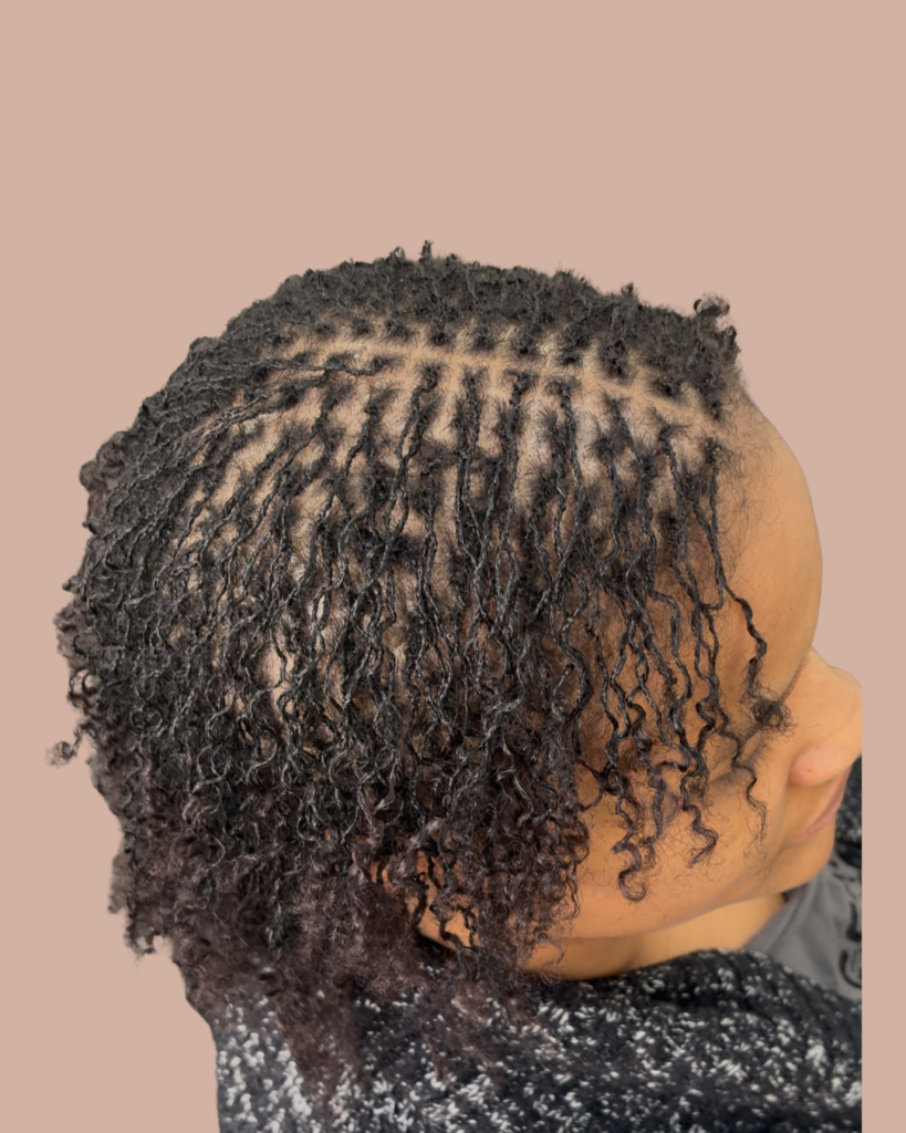 A close up of a person 's hair with some type of braiding.